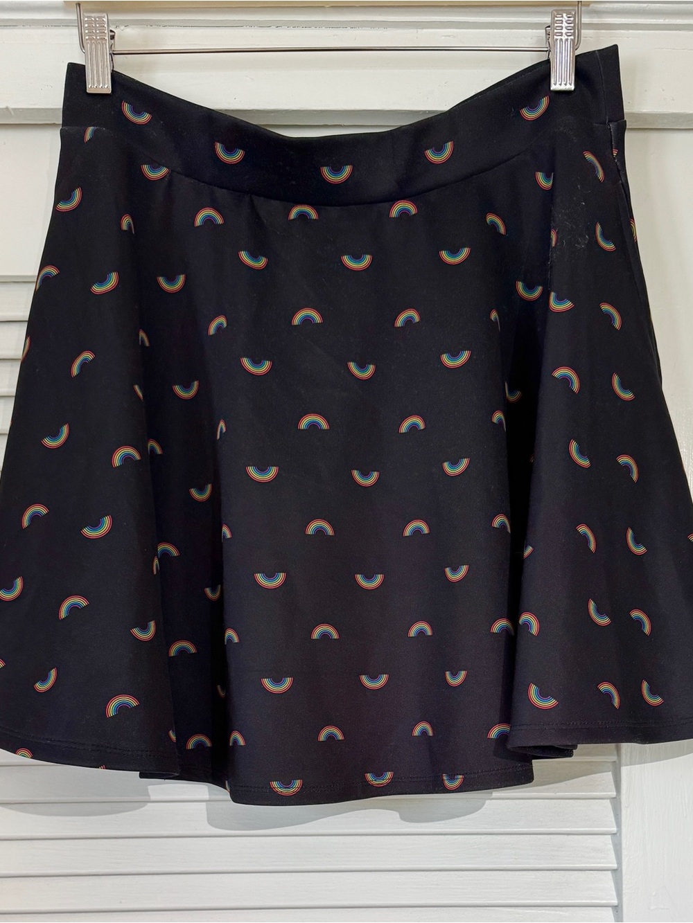 Super Cute Hot Topic Skater Skirt, Black with Rainbow Print